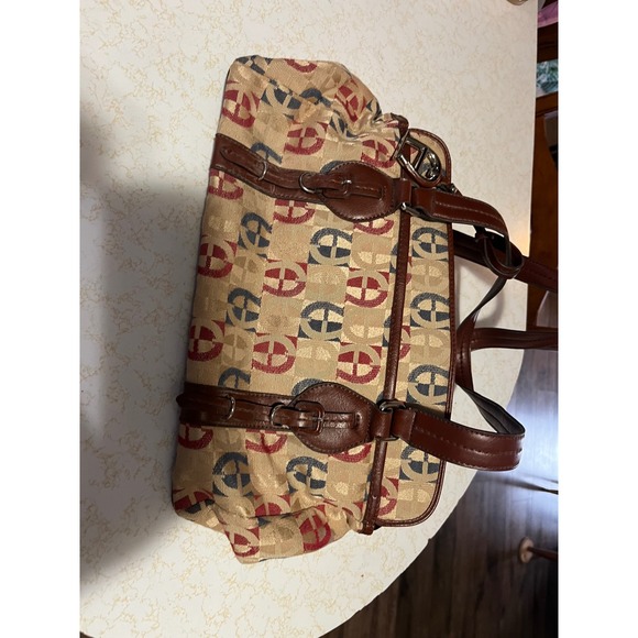 Etienne Aigner Handbags - Etienne Aigner Monogram Jacquard Shoulder Bag Brown Tan Burgundy Satchel Purse